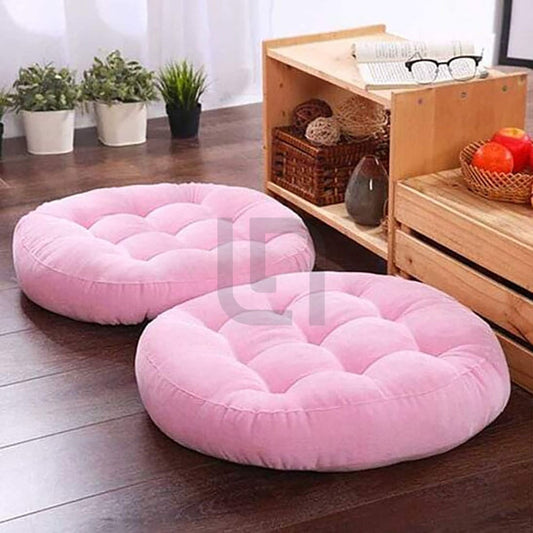  Round Shape Velvet Floor Cushions – Pink