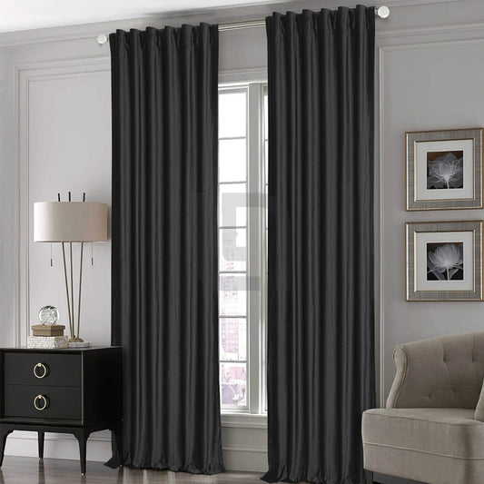  Silk Curtains For Office & Home - Black