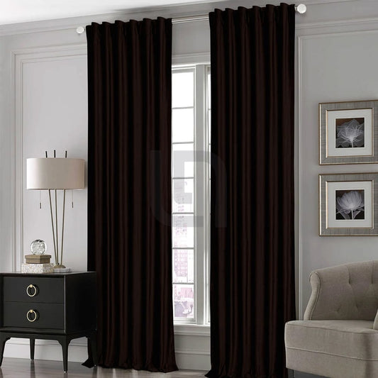  Silk Curtains For Office & Home - Brown