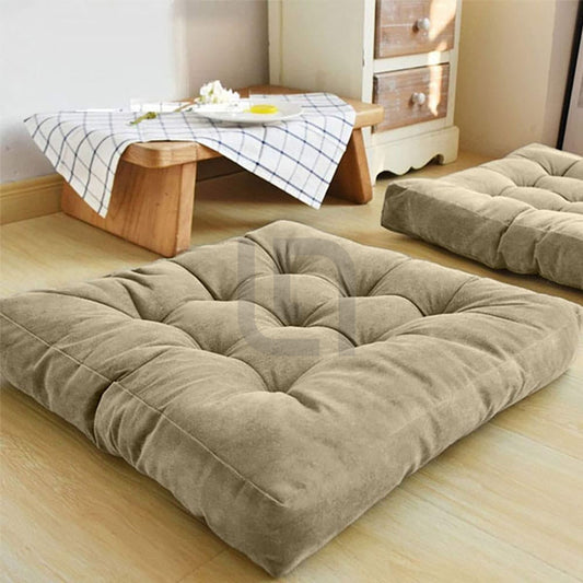  Square Shape Velvet Floor Cushions – Beige