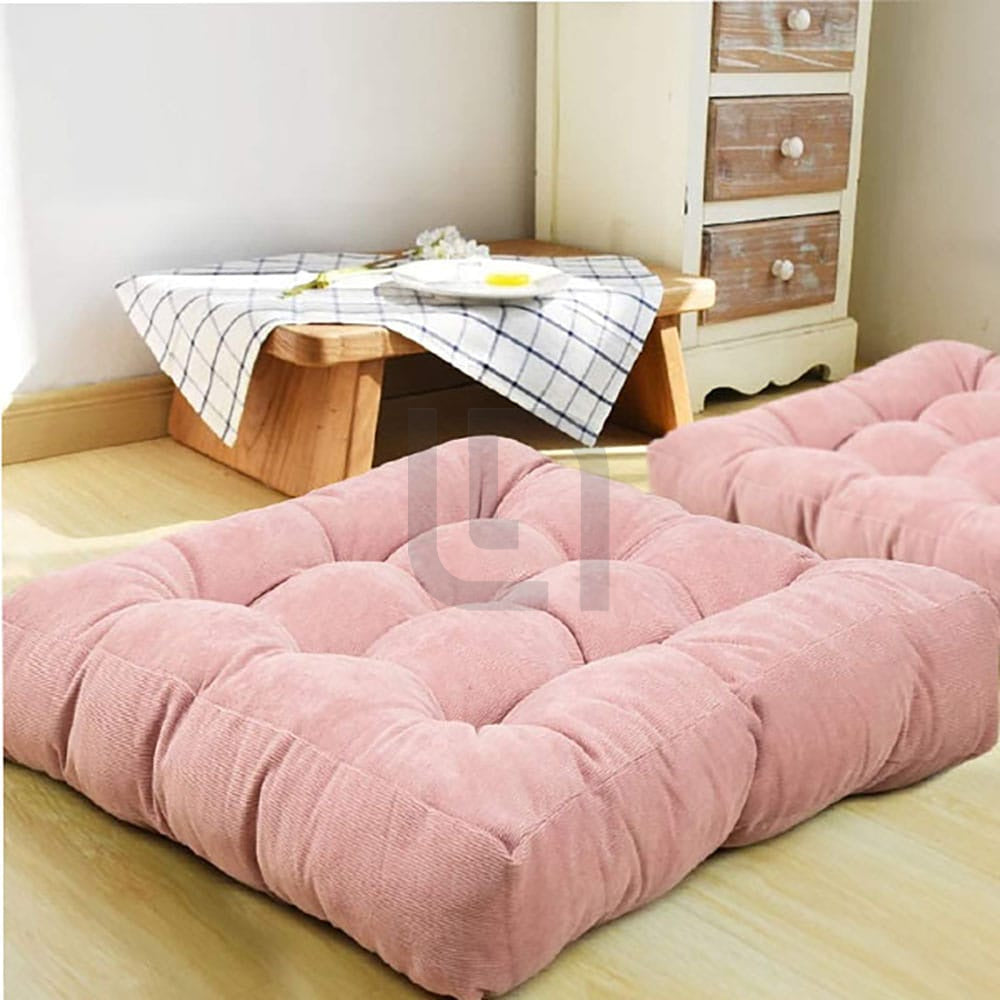  Square Shape Velvet Floor Cushions – Coral