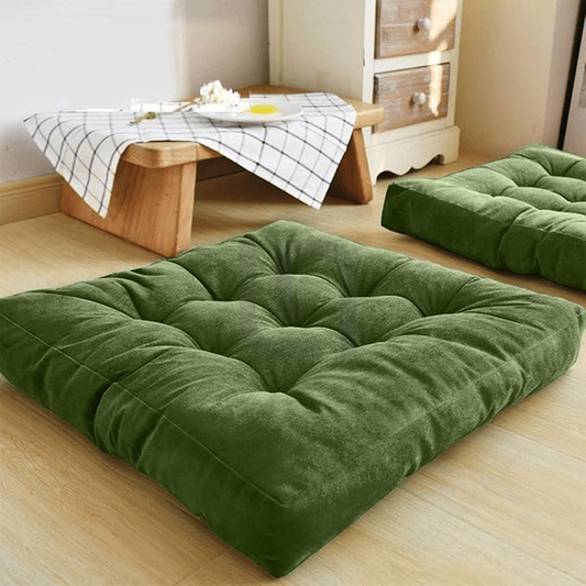  Square Shape Velvet Floor Cushions – Green