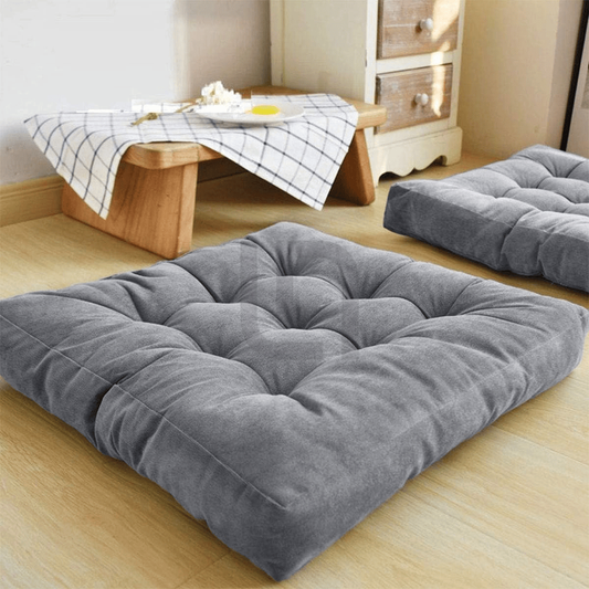  Square Shape Velvet Floor Cushions – Grey