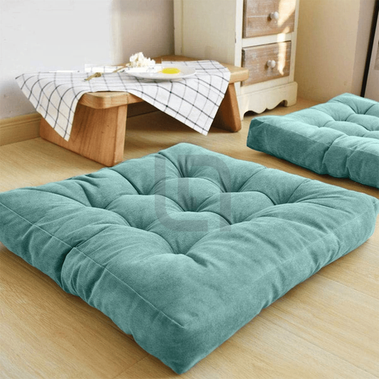  Square Shape Velvet Floor Cushions – Lake Blue