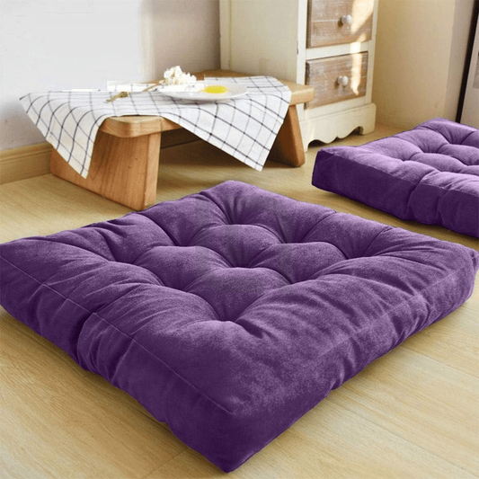  Square Shape Velvet Floor Cushions – Magenta