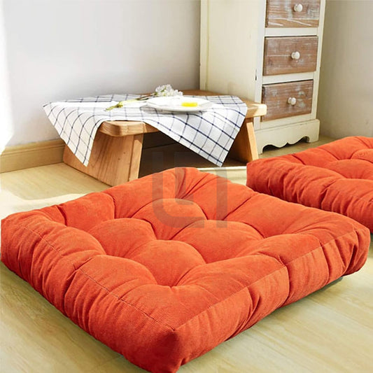  Square Shape Velvet Floor Cushions – Orange