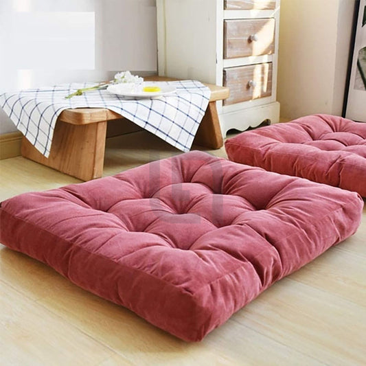  Square Shape Velvet Floor Cushions – Pink