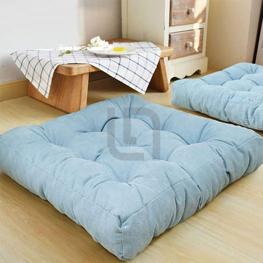  Square Shape Velvet Floor Cushions – Sky Blue