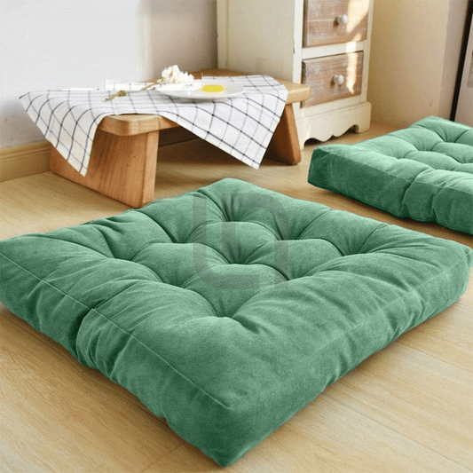  Square Shape Velvet Floor Cushions – Turquoise