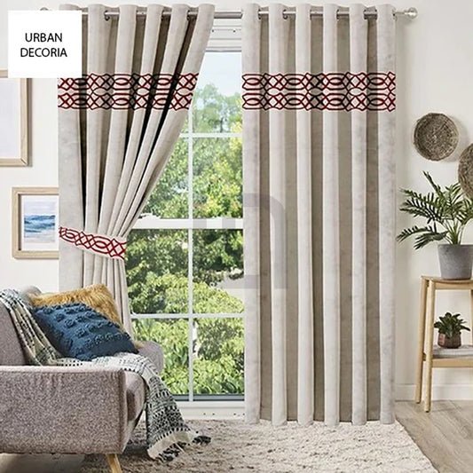  Velvet Curtain Panels - Beige