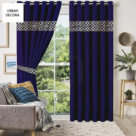 Velvet Curtain Panels - Blue