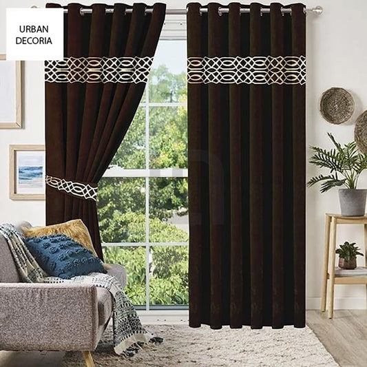  Velvet Curtain Panels - Brown
