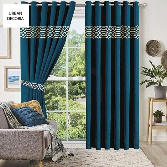  Velvet Curtain Panels - Dark Cyan