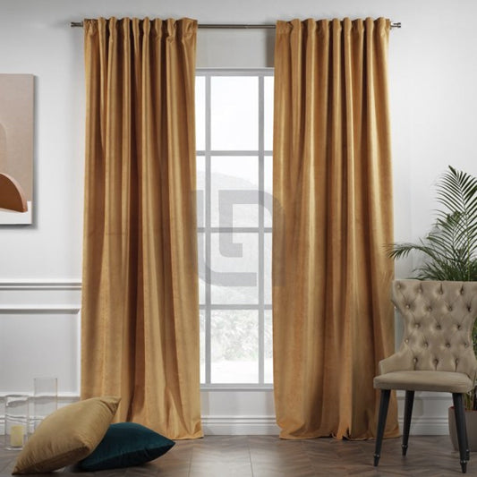  Velvet Curtains For Bedroom & Living Room - Apricot Gold