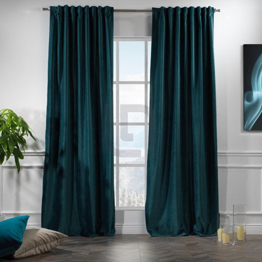  Velvet Curtains For Bedroom & Living Room - Bluish Cyan