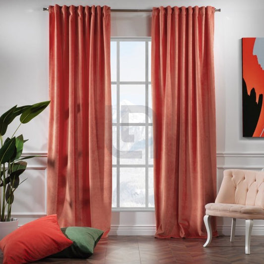  Velvet Curtains For Bedroom & Living Room - Coral