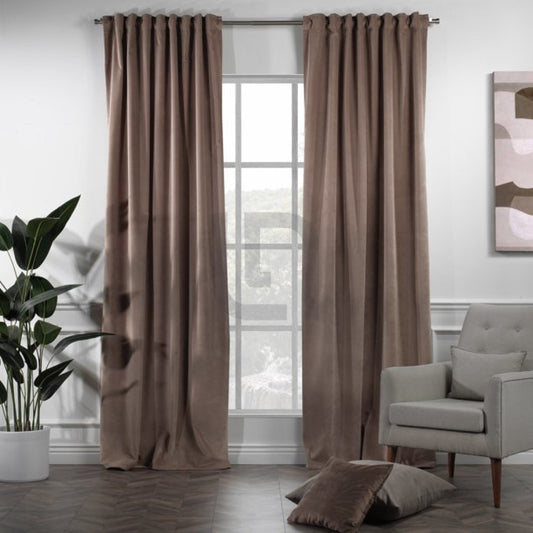 Velvet Curtains For Bedroom & Living Room - Golden Brown
