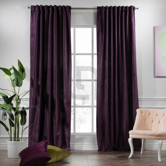  Velvet Curtains For Bedroom & Living Room - Purple