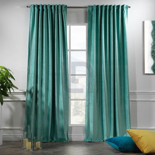  Velvet Curtains For Bedroom & Living Room - Teal