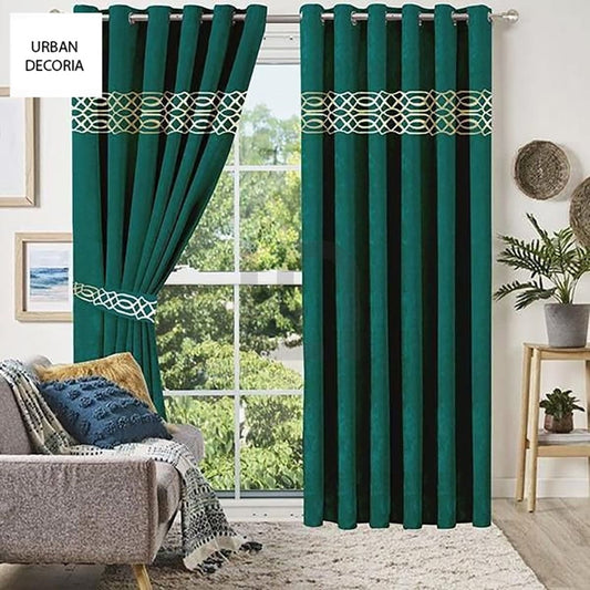  Velvet Curtain Panels - Green