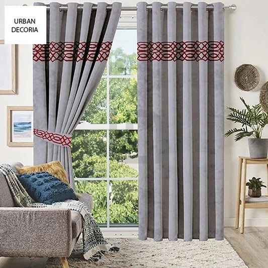  Velvet Curtain Panels - Grey
