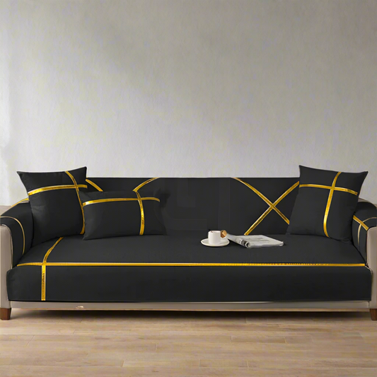  Velvet Sofa Cover - Anti Slip - Black