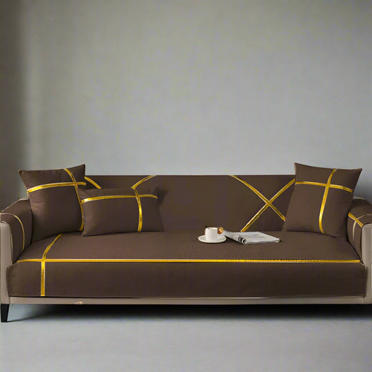  Velvet Sofa Cover - Anti Slip - Brown