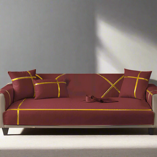  Velvet Sofa Cover - Anti Slip - Maroon