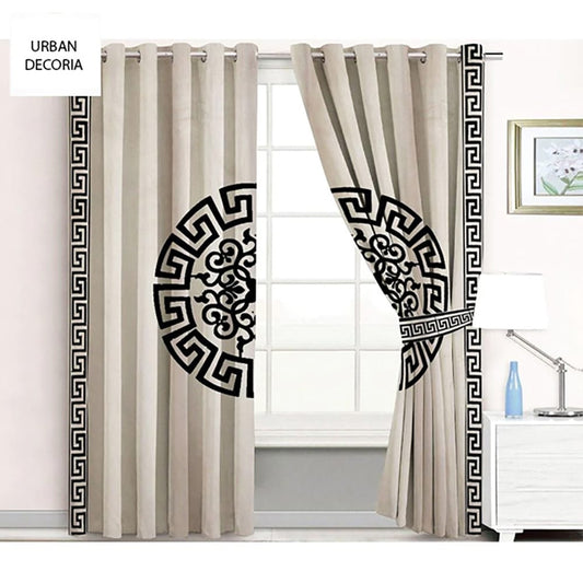  Versace Velvet Curtains - Beige