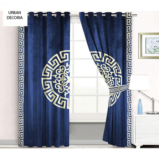  Versace Velvet Curtains - Blue