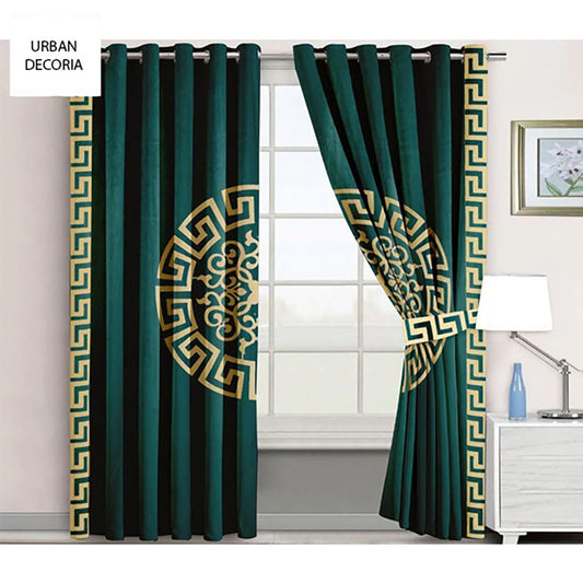  Versace Velvet Curtains - Green