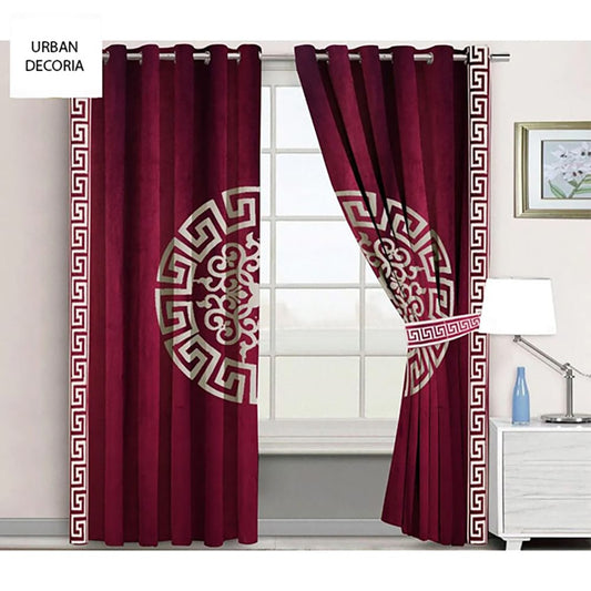  Versace Velvet Curtains - Maroon