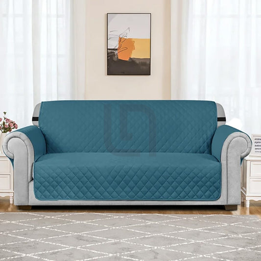 Quilted Non-Slip Box Sofa Cover - Blue