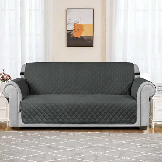 Quilted Non-Slip Box Sofa Cover - Grey