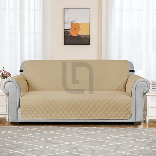 Quilted Non-Slip Box Sofa Cover - Khaki