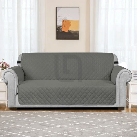 Quilted Non-Slip Box Sofa Cover - Light Grey