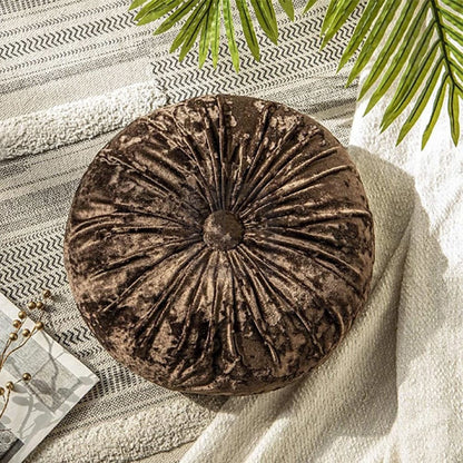 Round Pumpkin Velvet Sofa Cushion - Coffee