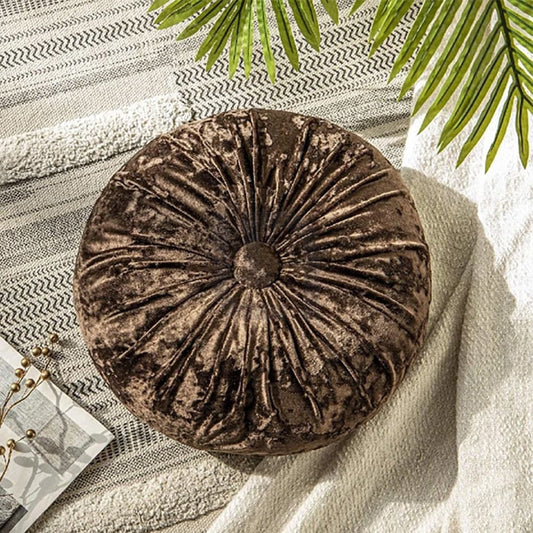 Round Pumpkin Velvet Sofa Cushion - Coffee