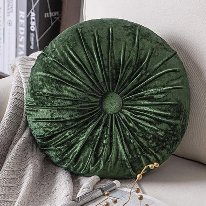 Round Pumpkin Velvet Sofa Cushion - Green