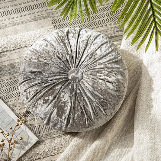 Round Pumpkin Velvet Sofa Cushion - Grey