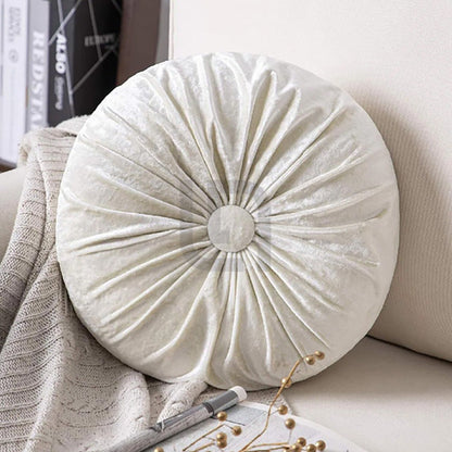 Round Pumpkin Velvet Sofa Cushion - White