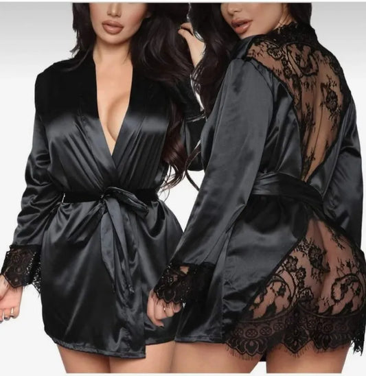 Black Silk Night Dress For Women