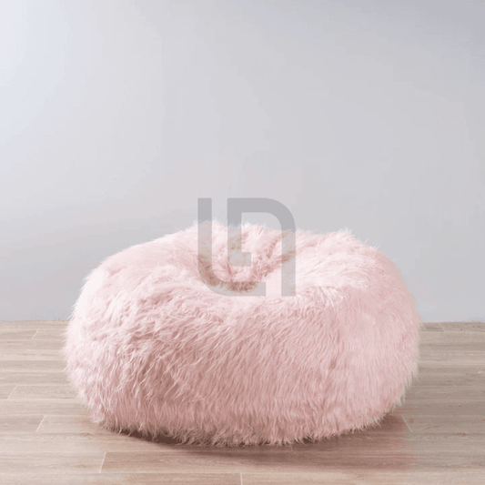 Shaggy Faux Fur Ottoman Bean Bag Stool - Pink