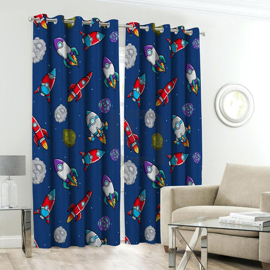Space Kids Room Curtains - 1 Curtain ( Not included 2 Curtains )