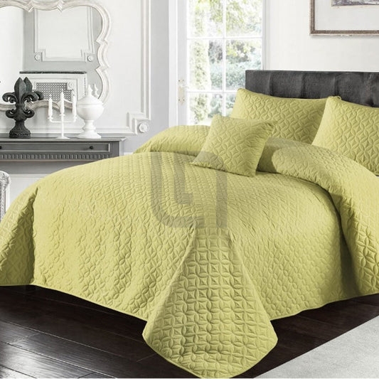 Ultrasonic Quilted Bed Sheet - Olive Green