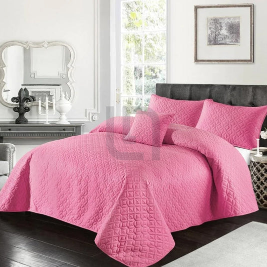 Ultrasonic Quilted Bed Sheet - Pink