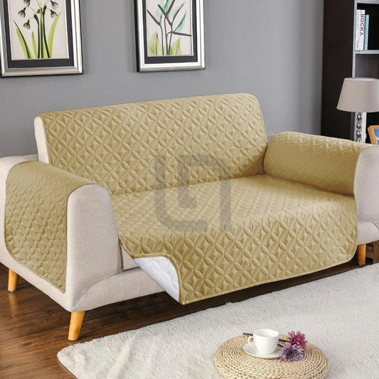  Ultrasonic Quilted Sofa Cover - Beige - Anti Slip