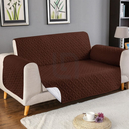  Ultrasonic Quilted Sofa Cover - Brown - Anti Slip