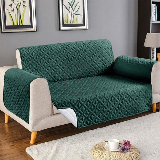  Ultrasonic Quilted Sofa Cover - Green - Anti Slip