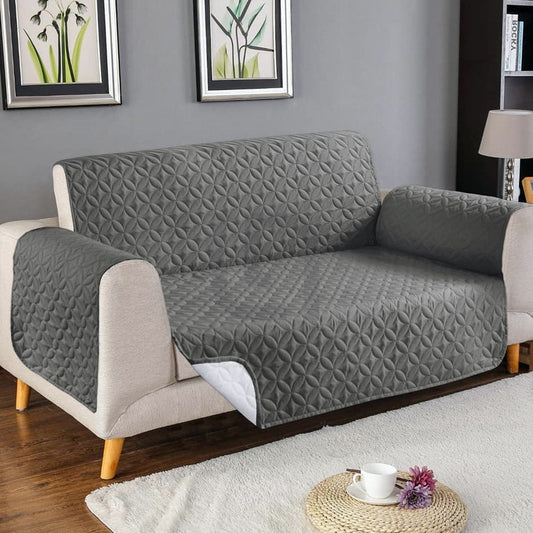  Ultrasonic Quilted Sofa Cover - Grey - Anti Slip